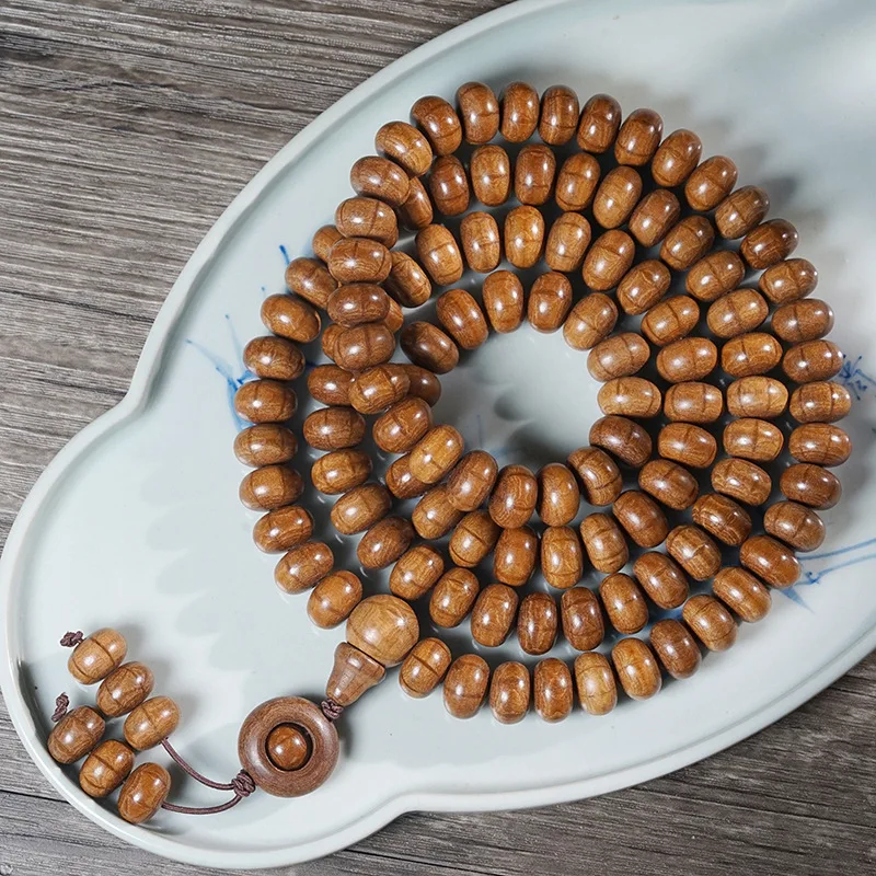 

Natural Six Paths Wood Apple Bead Bracelet 108 Beads Unisex Multi Loop Wrapping Festival Gift