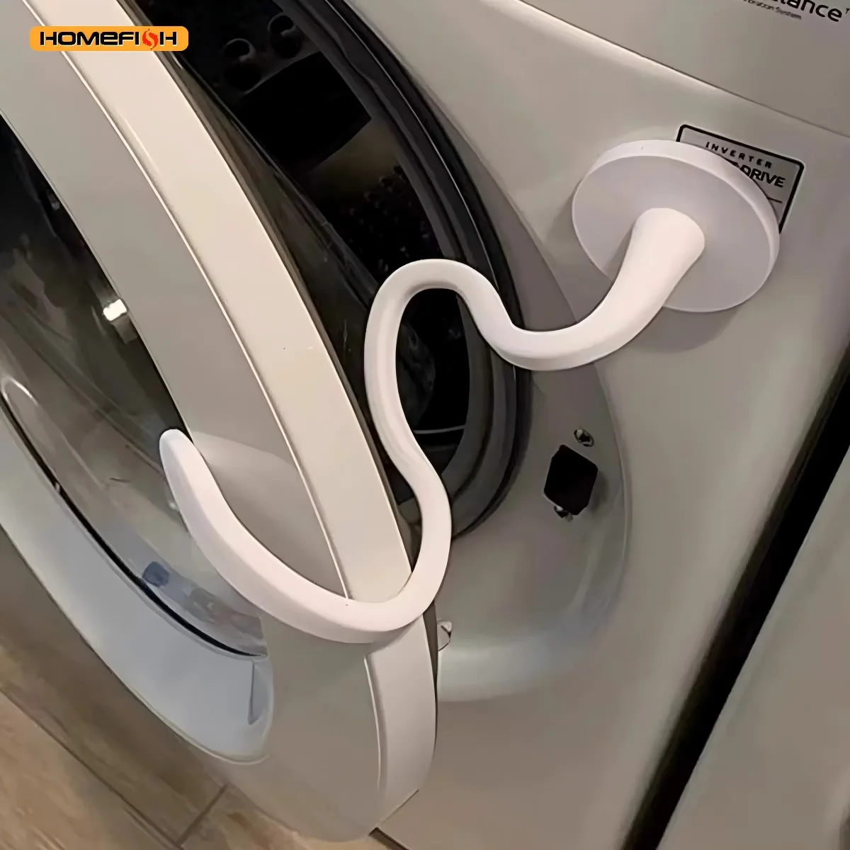 HOMEFISH Flexible Silicone Washer & Dryer Door Prop Easy-to-Use Bendable Sturdy Stopper for Odor-Free Appliances