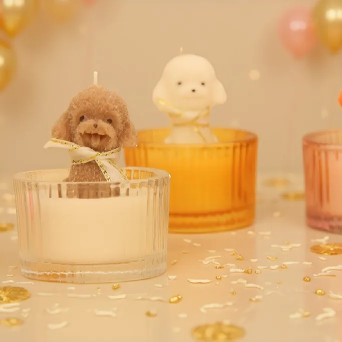 3PCS Glass Puppy Aromatherapy Wax Niche Candle Fragrance Glass Warm Birthday Simple Home Accessories Wholesale