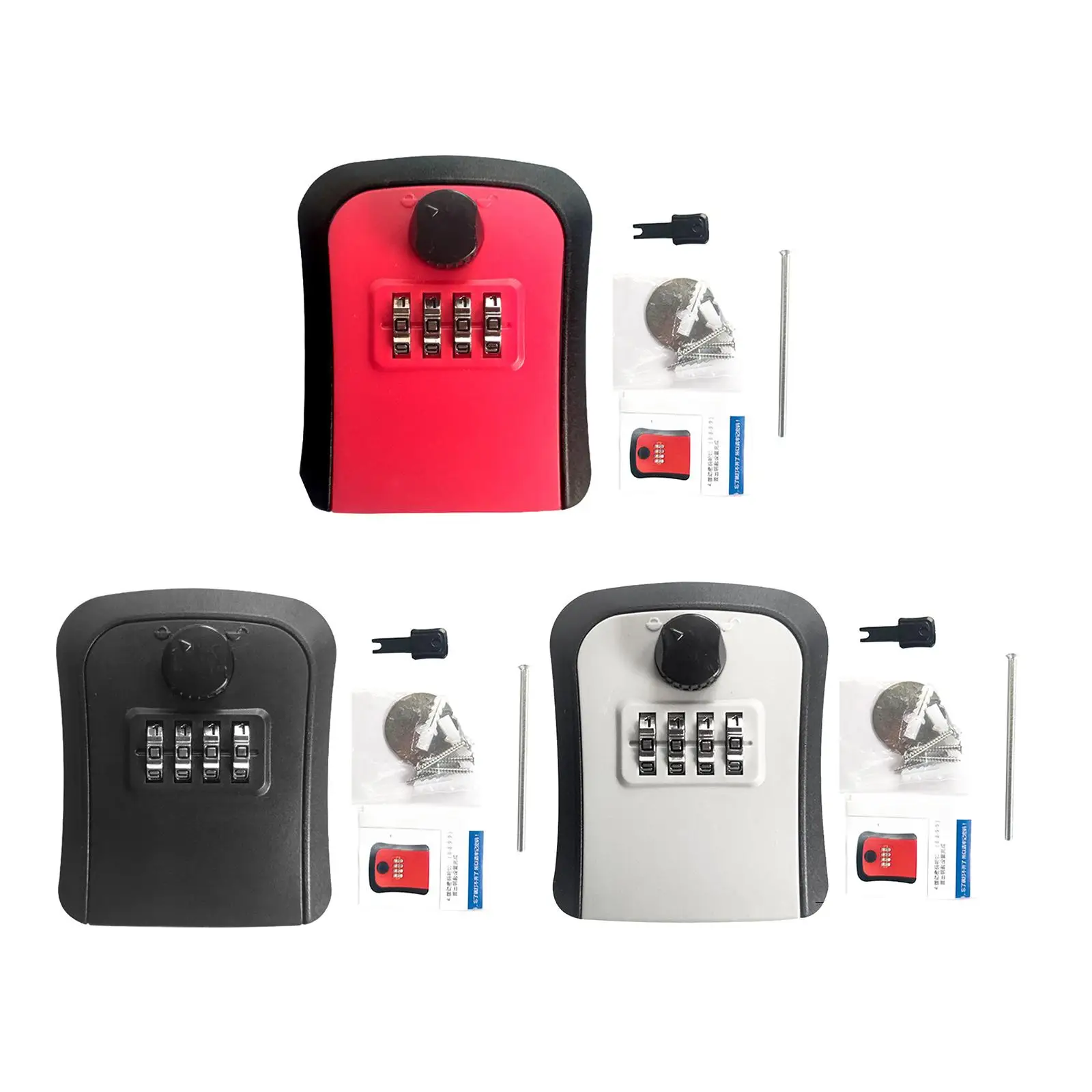 

Key Lock Box 4 Digit Code Waterproof Wall Mount Resettable Password Box for Outdoor Garage Realtors Store House Keys Room Cards