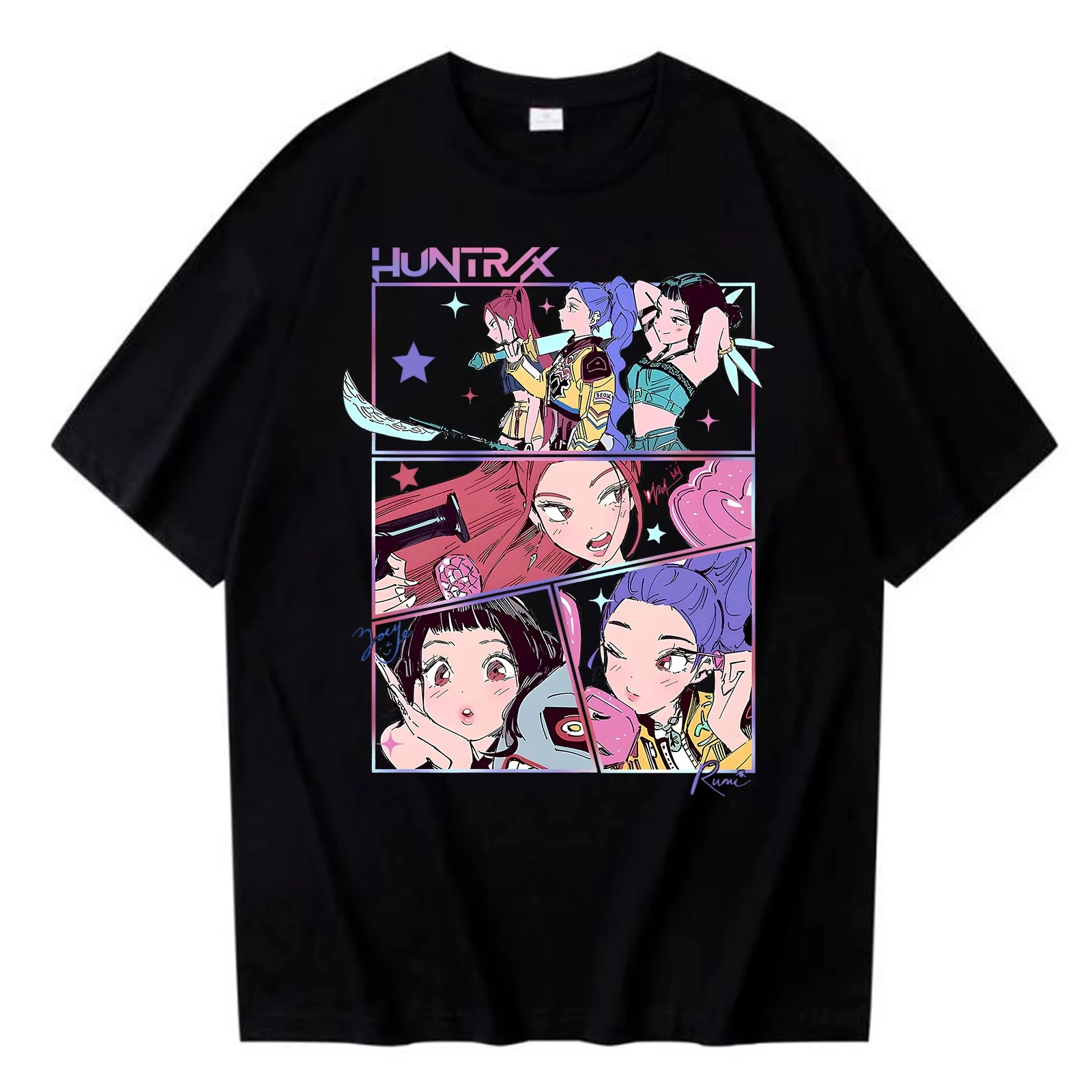 Kpop Demon Hunters Saja Boys T-shirt Harajuku Women Girl Huntrix O-neck Summer Shirt Gift for Fans Plus Size Summer T-shirt