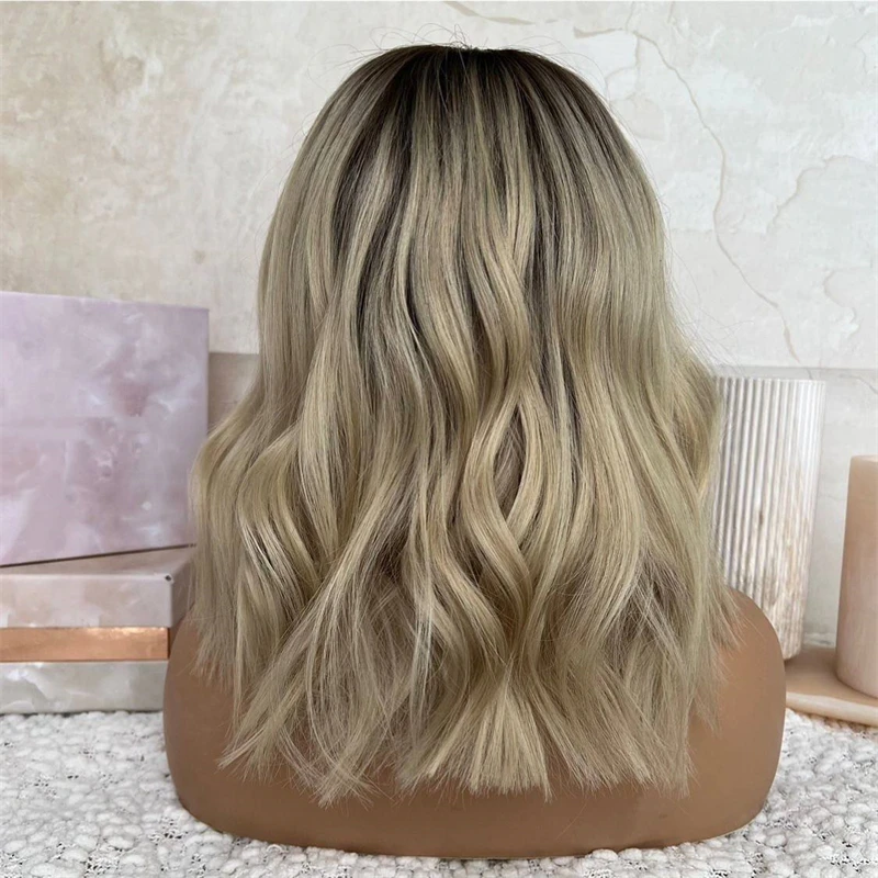 

Wigs Human Hair Ombre Blonde Top 19A Grade Brazilian Virgin Hair Lace Front Wig for Women Short Bob Blonde Wig Ombre Glueless