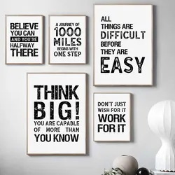 Black White Inspirational Quotes Canvas Art Poster Print Modern Nordic Wall Decorative Picture for Living Room Office Home Decor