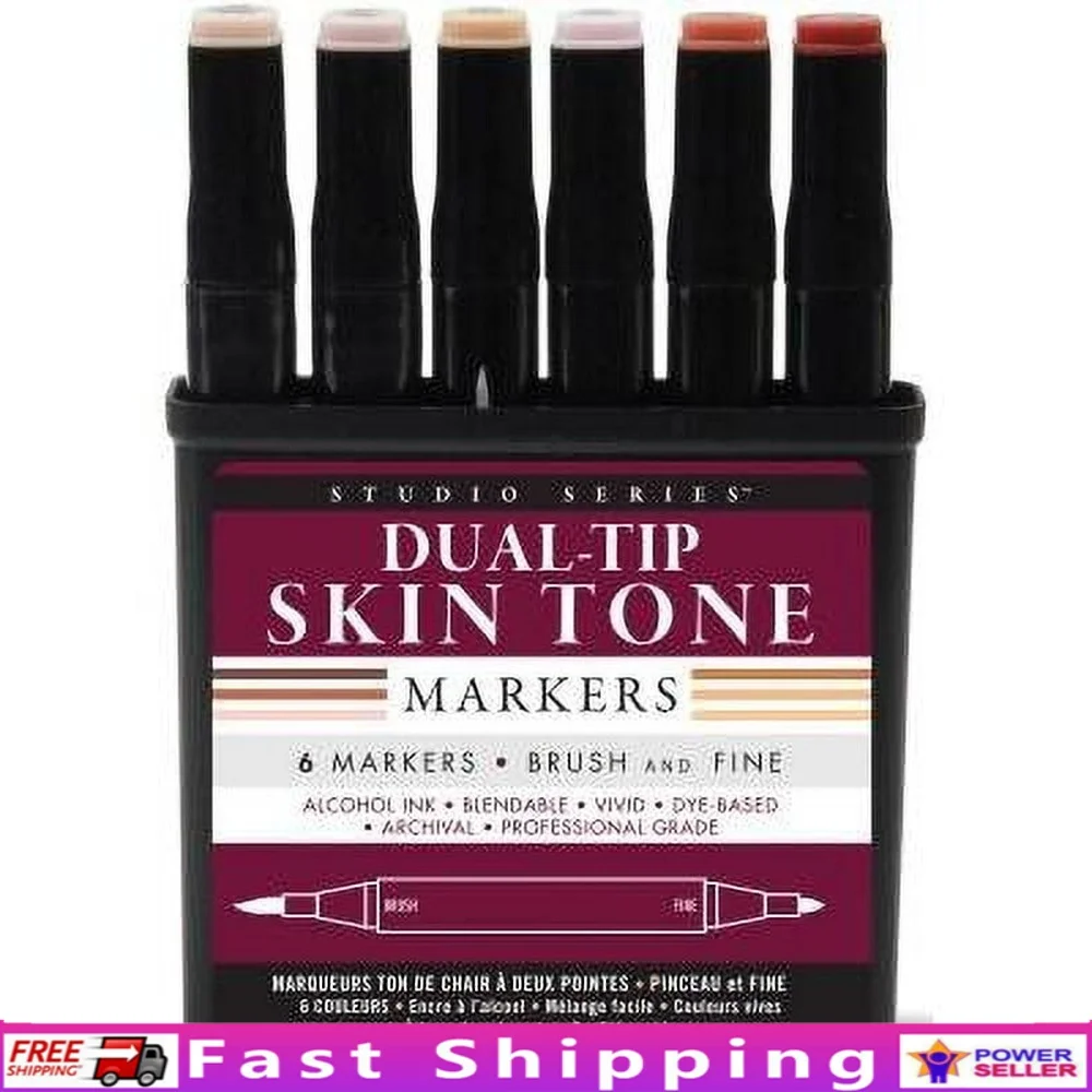 

Skin Tone Dual Tip Art Markers Set Portraits Comics Illustrations Includes Organizer Case Refillable Fine Point Markers 6 Colors