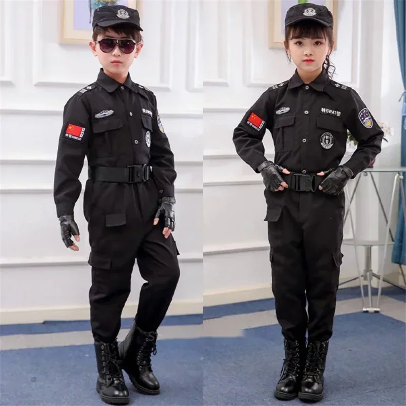 Disfraces de Halloween de policía especial de tráfico para niños, uniformes de policías para actuación de fiesta de carnaval, disfraces de Cosplay para niños del ejército