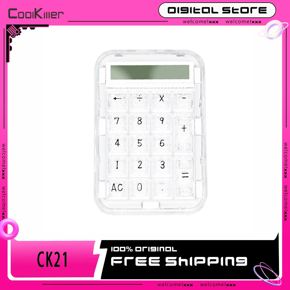 Coolkiller CK21 Polar Bear Transparent Calculators Wireless Portable Bluetooth Digit Keyboard Transparent Hot-Swap Rechargeable