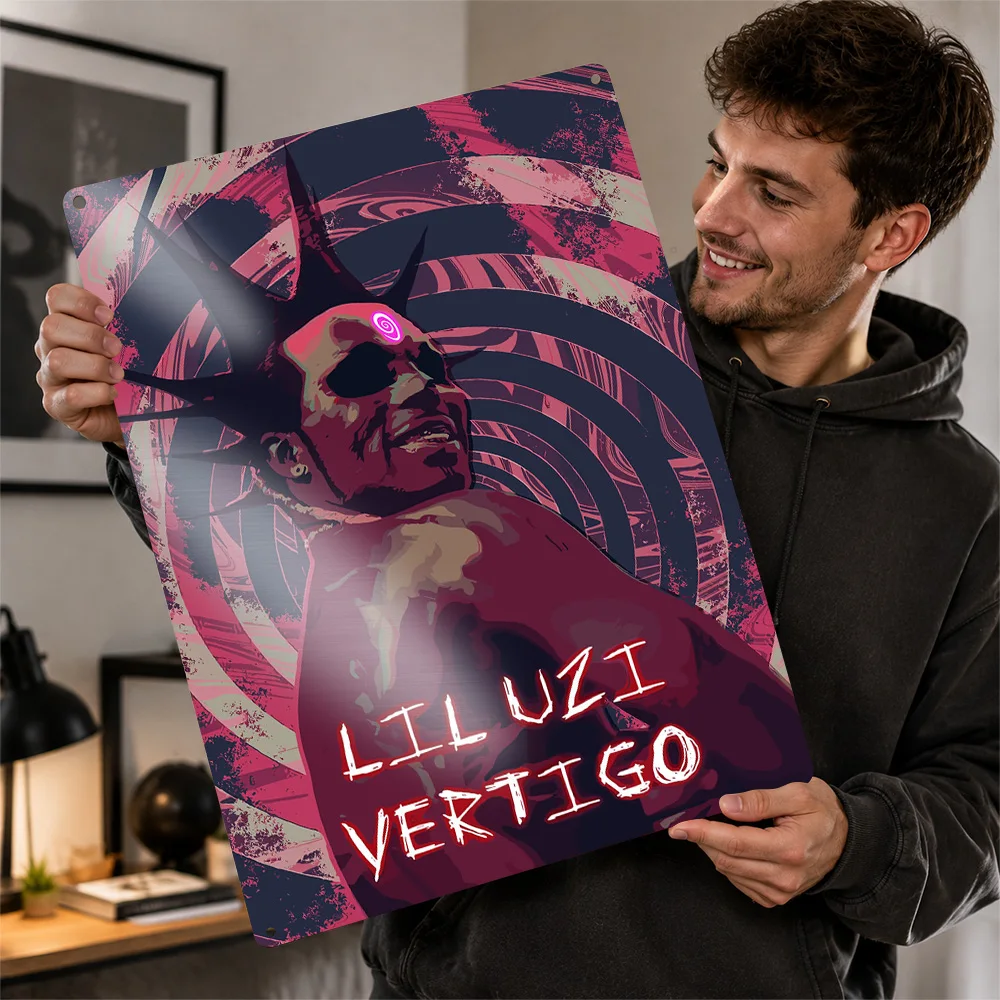 Lil Uzi Vert Poster Music Wall Art Personalized Vintage Metal Sign for Studio Bedroom Home Decor Room Decoration Display Plaque