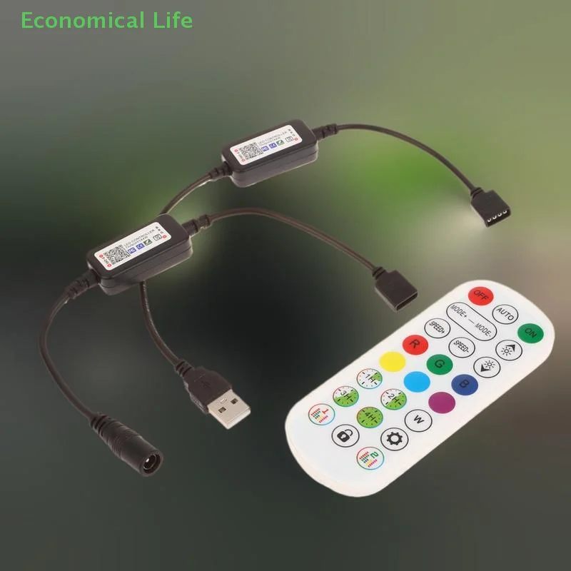 Mini Bluetooth Controller LED Strip Light Connector Set, Ideal for 5V-24V DC USB.