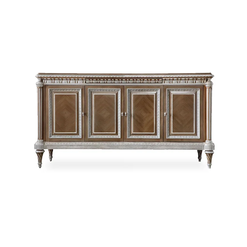 

Mahogany veneer parquet porch cabinet villa classical foyer cabinet furniture