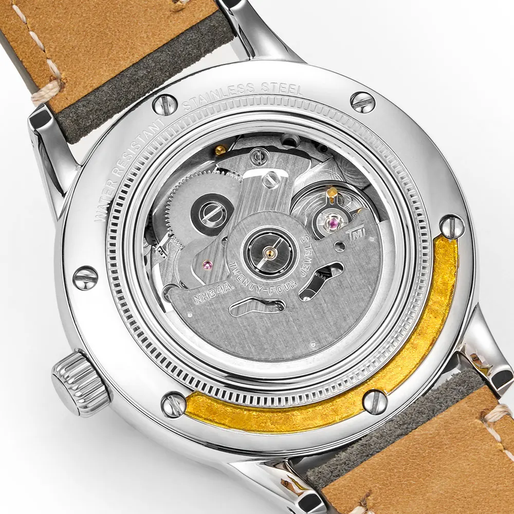 HUASUO 39mm GMT Watches For Men 316L Stainless Steel Wristwatch Automatic Mechanical Movement NH34 5Bar Waterproof Timepiece