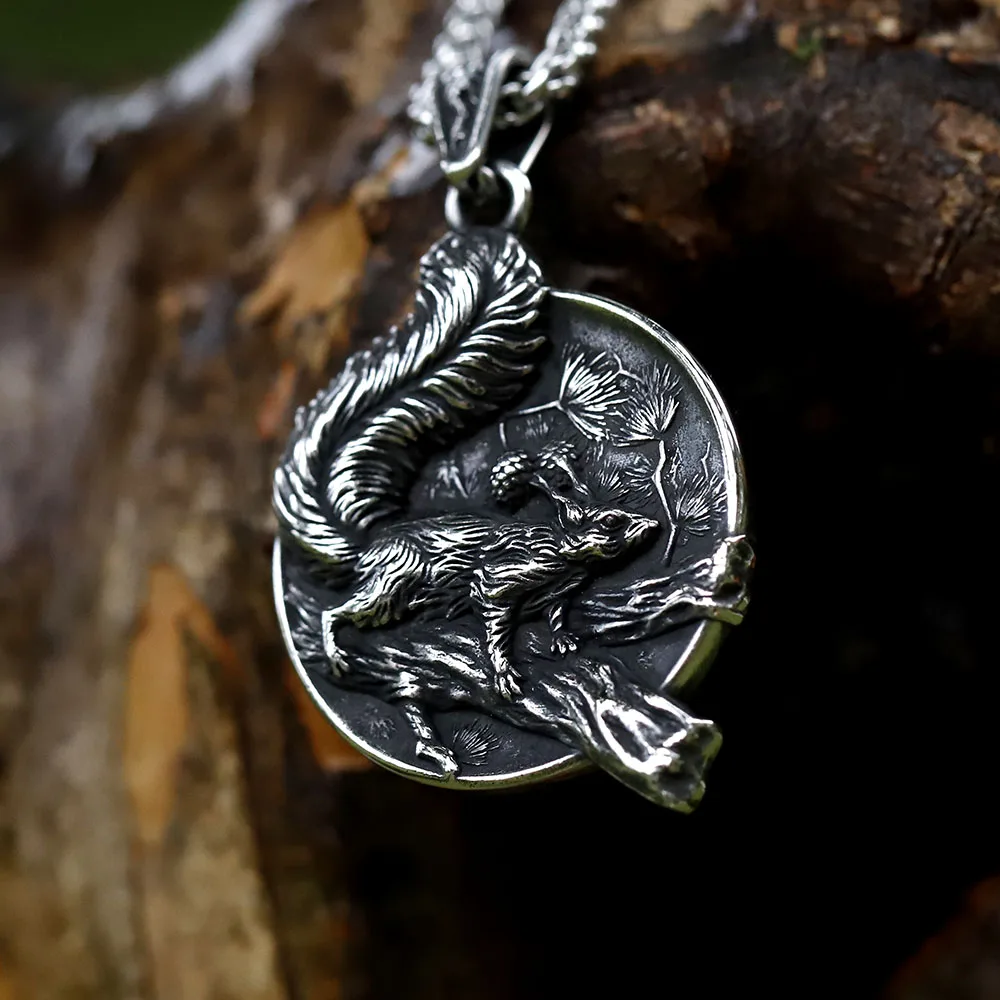 2022 Wholesale Stainless Steel Punk good detail Animal Jewelry fashion squirrelf Pendant necklace For Man free shipping