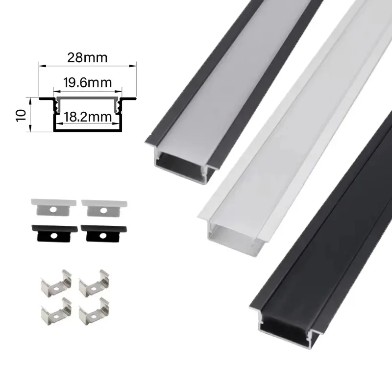 Led Aluminum Strip Light 28*10mm Recessed LED Channel Linear Aluminium Profile For Bedroom Living Room Decor