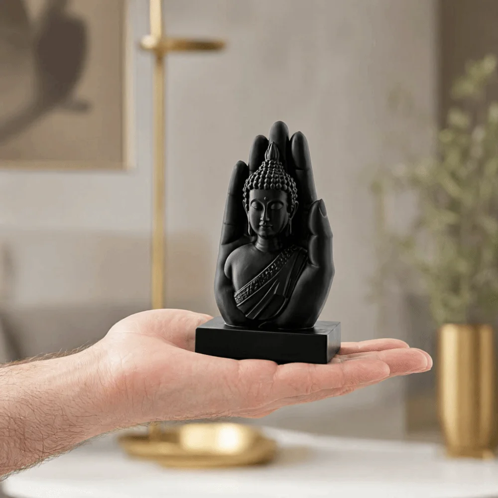 3D Printing Palm Buddha Statue Handheld Minimalist Buddha Sculptures Spiritual Plastic Zen Desk Ornament Living Room