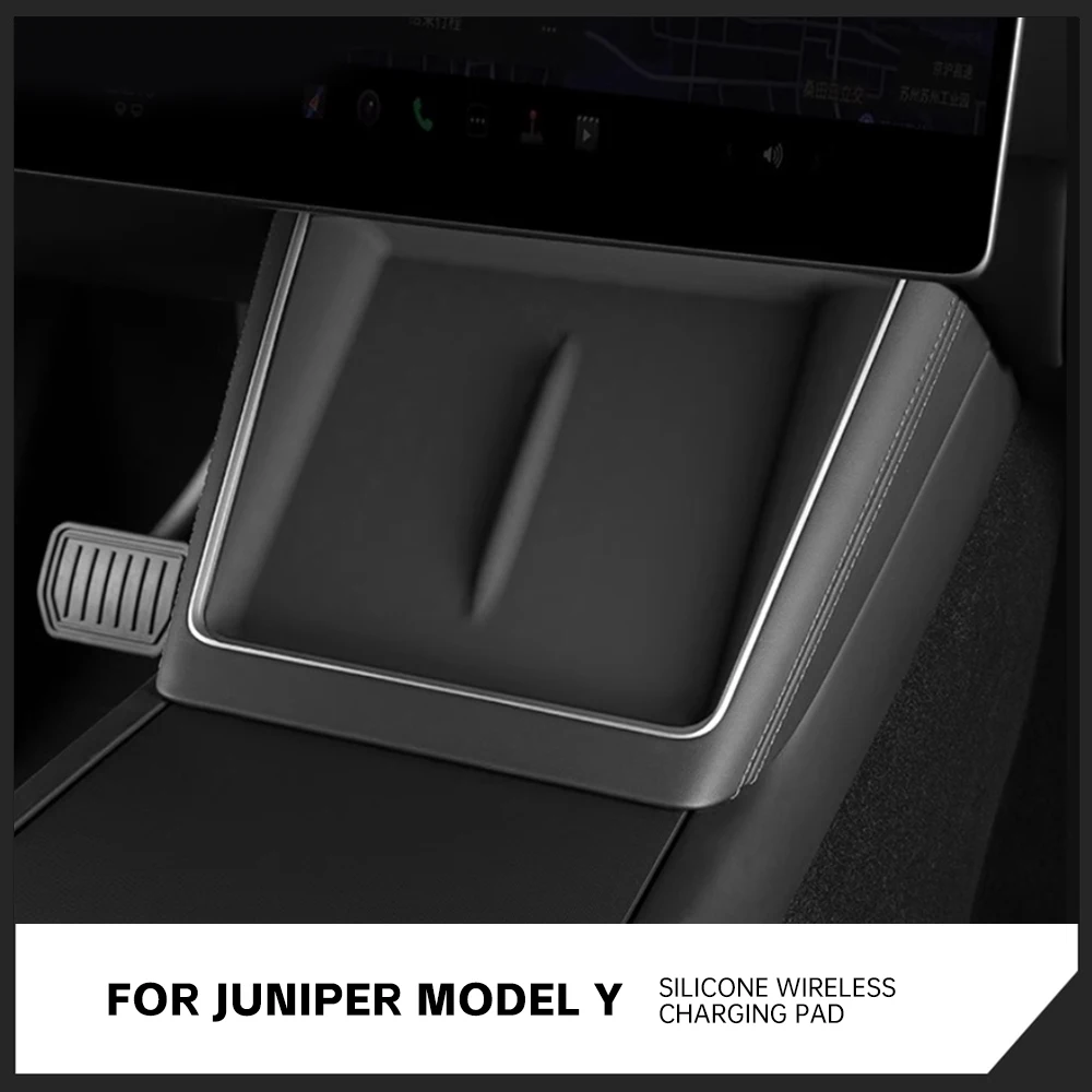 

for 2026 2025 Tesla Model Y Juniper New Center Console Wireless Charging Pad Non-Slip Silicone Mat Wireless Charger Mat