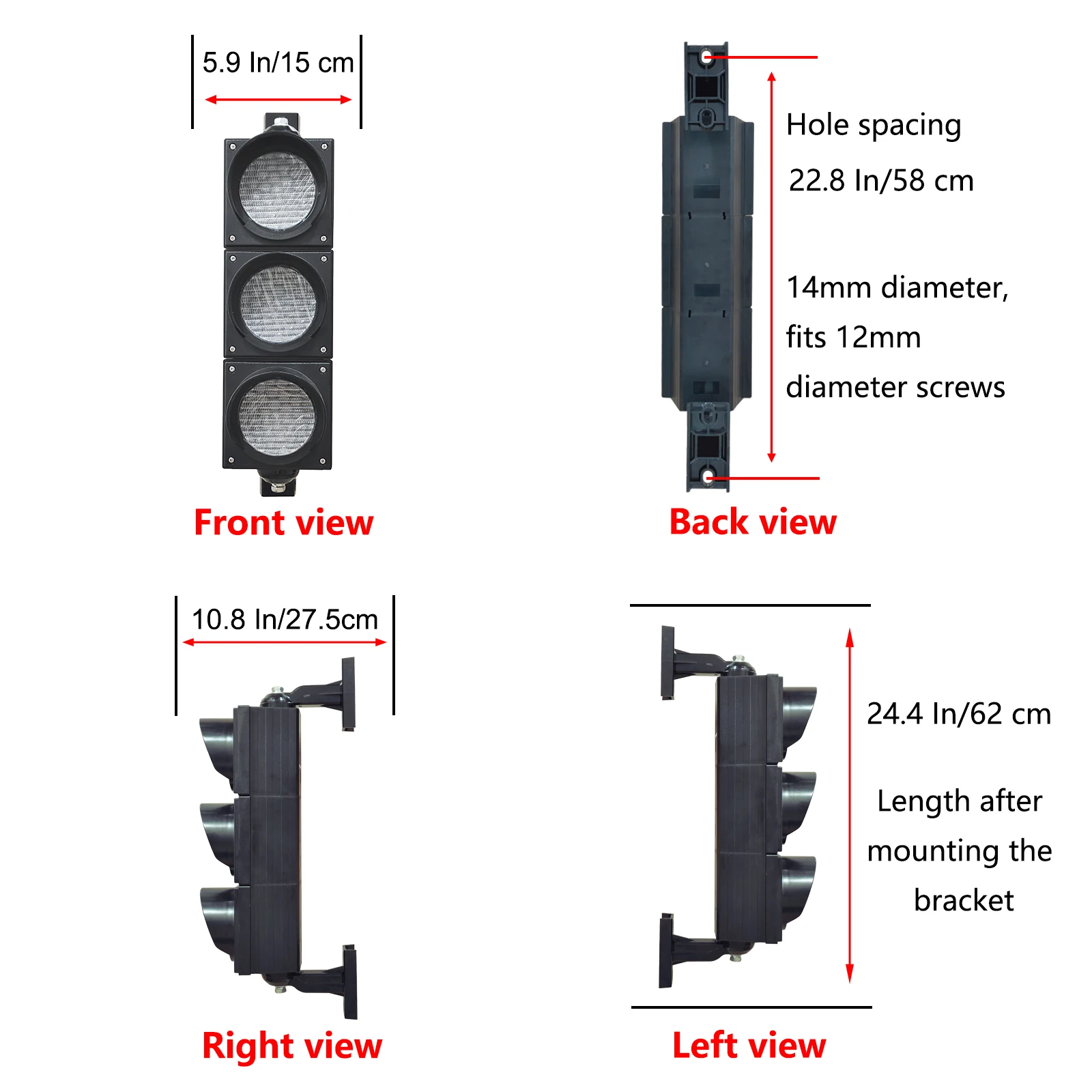 Semáforo 100mm(4 polegadas) AC85-265V Kit de luz de trânsito/parada/go, caixa de pc à prova d'água IP65 (103 controle remoto (sem bateria)