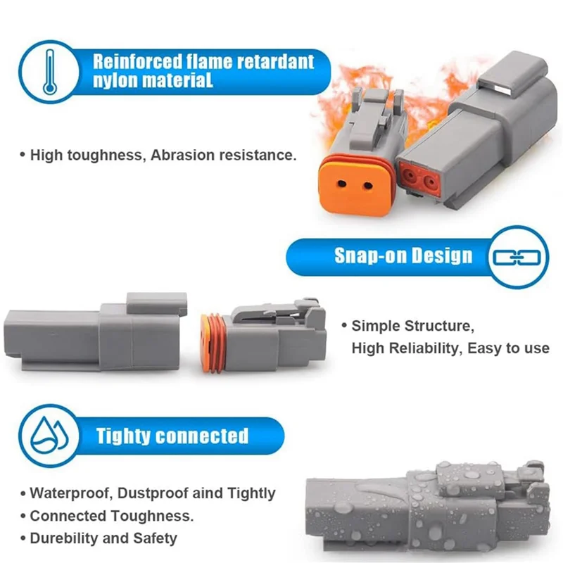 A008 24 Kits DT Series Connector Kit 2 3 4 6 8 12 Pin Connectors IP68 Waterproof Automotive Electrical Connectors Plug