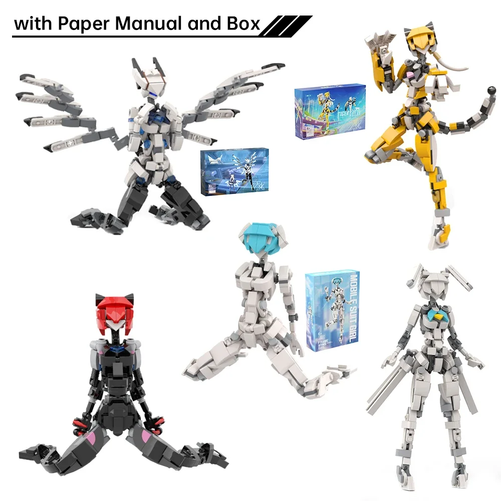 MOC Mobile Suit Girl Female Robot Mecha Girl Model Modular Bunny Girl Building Blocks Toys Suit for Christmas Gifts