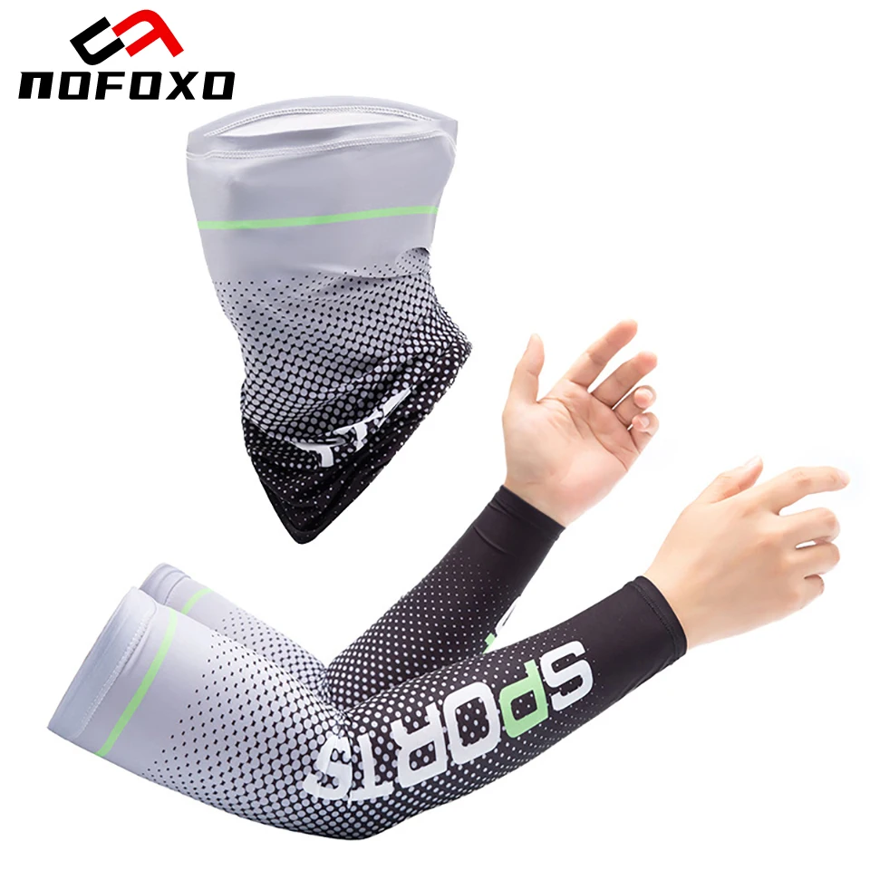 

NOFOXO Summer UV-Resistant Arm Sleeves Face Mask Suit Breathable High Elastic Ice Silk Outdoor Running Fishing Cycling Men Women