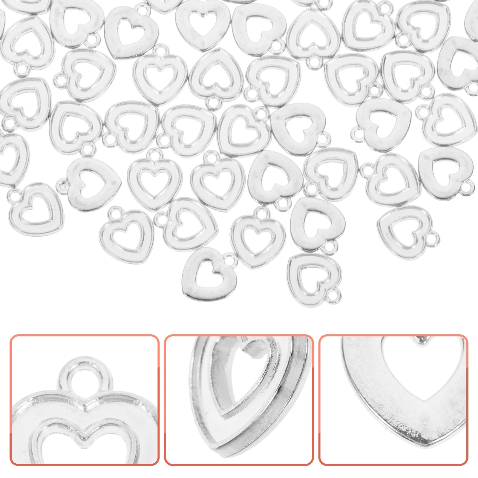

100pcs Golden Heart Charm Pendant Ornaments Alloy DIY Crafts Necklace Keychain Decoration Hollow Design Unique Hanging Bag