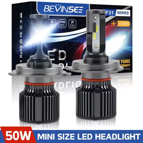 BEVINSEE H7 H11 H4 LED Car Headlight Bulbs H3 H8 H9 9006 HB4 9005 HB3 H1 9012 Auto LED Fog Lights Mini Size CSP 1860 6000K 12V