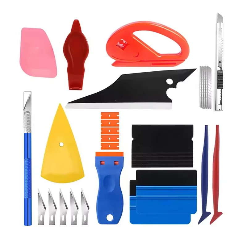 Kit de Aplicação de Película Automotiva e Insulfilm com Faca de Aplicação, Espátula de Feltro, Espátula de Vinil e Raspador de Plástico para Cobertura de Filmes e Aplicação de Películas