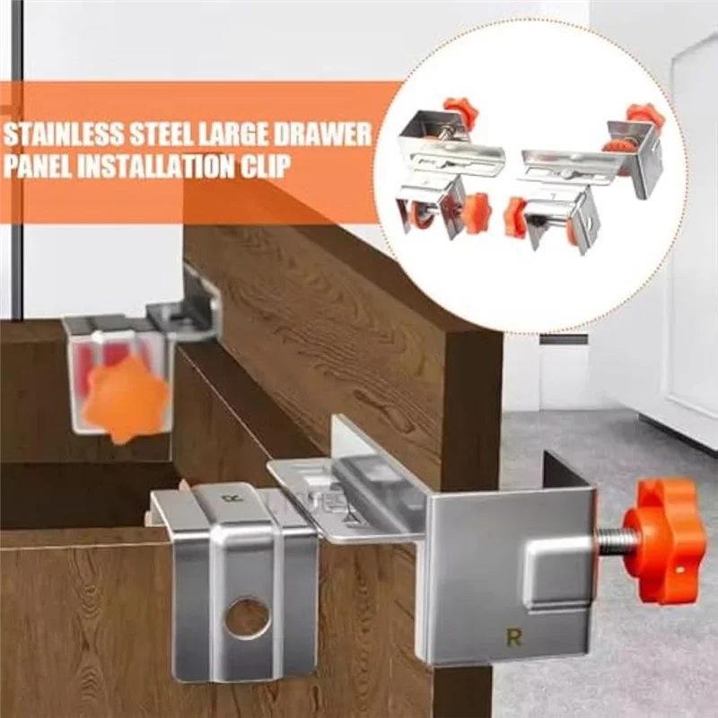 RMWIN-2Pack Heavy-Duty Drawer Front Fixing Clamps, Adjustable Tool For Cabinet Face Frame Alignment