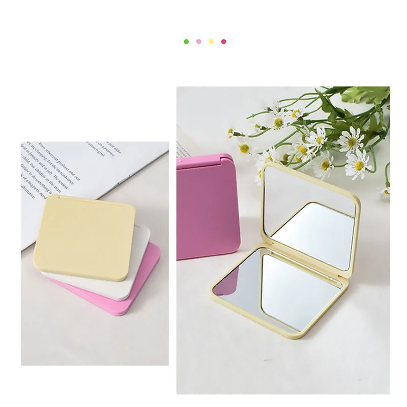 Nowe dwustronne przenośne lusterko mini kieszonkowe, prezent dla dziewczyny, lusterko do rzęs, różne kolory HUAZJ13