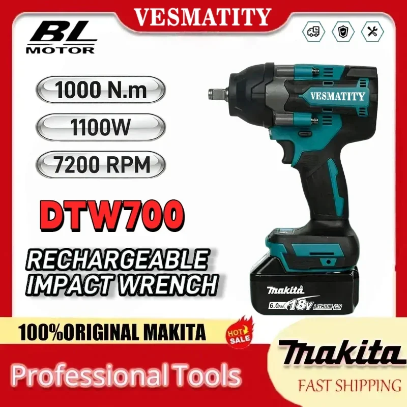 DTW700 Cordless 1000N.m Impact Wrench Brushless Electric Wrench Auto Repair Power Tools For Makita 18V 20V Battery Pin - view 4