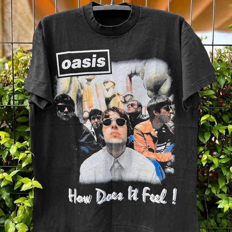 Oasis Oasis Band Rock Hip Hop Camiseta de manga corta para hombre 8090 American Vintage media manga