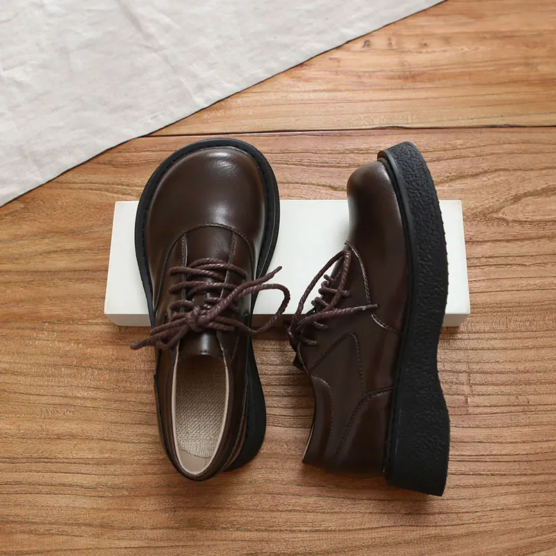 Retro Artistic Big Head Doll Slip-On Thick Heel Casual Shoes Spring New Style Slimming Handmade Women's Single Shoes