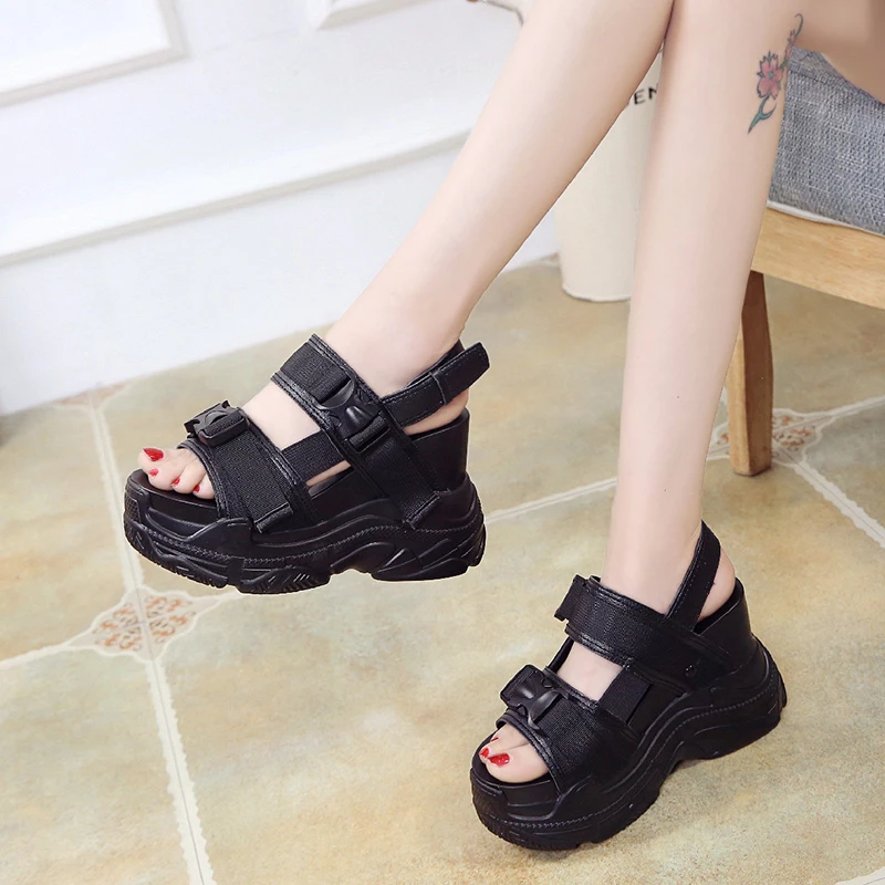 Chunky Platform Sandals Women 2023 High Heels Sexy Open-toed Sandals Wedge Increased Shoes Ladies Beach Summer Sandal