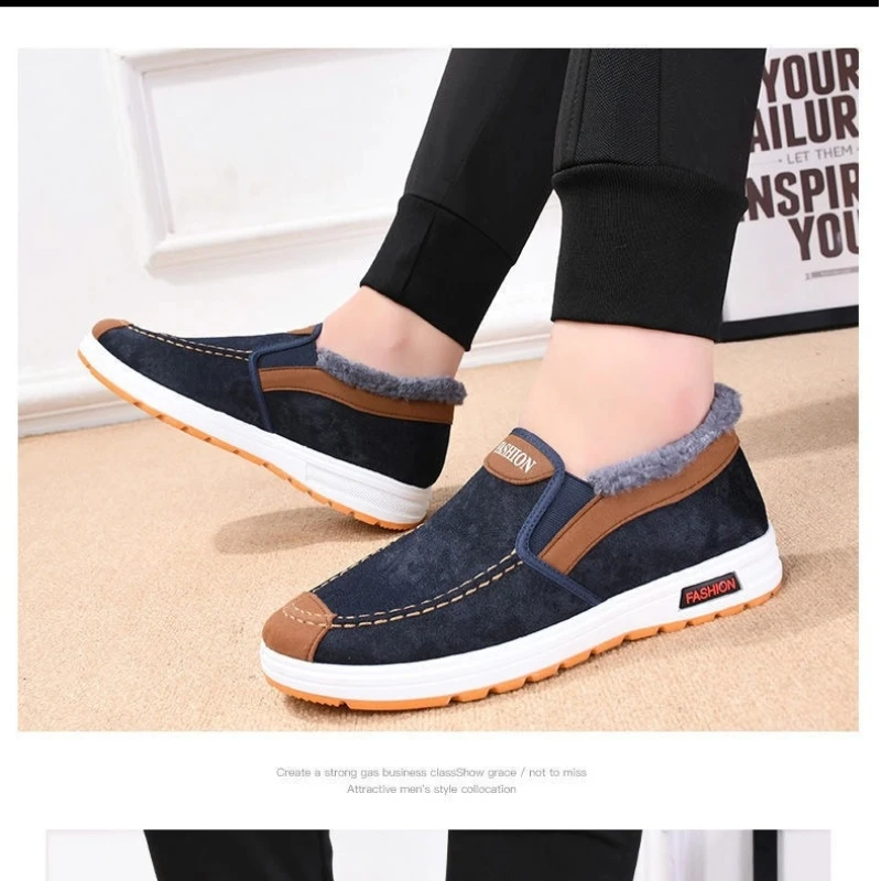 Casual Sneakers 2025 Autumn New Arrival Men's Winter Warm Cotton Shoes Fashion Plush Comfortable Slip on Men Sports Casual Shoes image 6