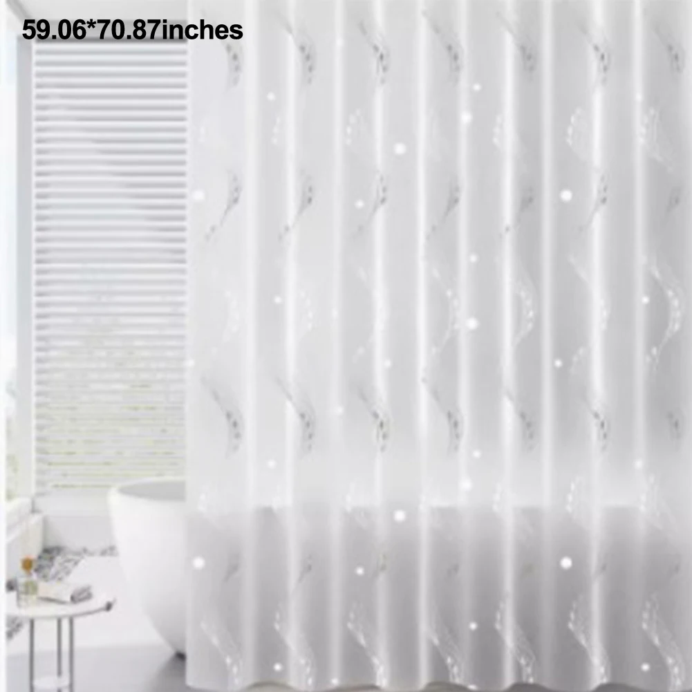 

For Bathroom Decor Translucent Shower Curtain Moisture-resistant Curtain For Home Use Elegant Bathroom Decor Chic Striped Design