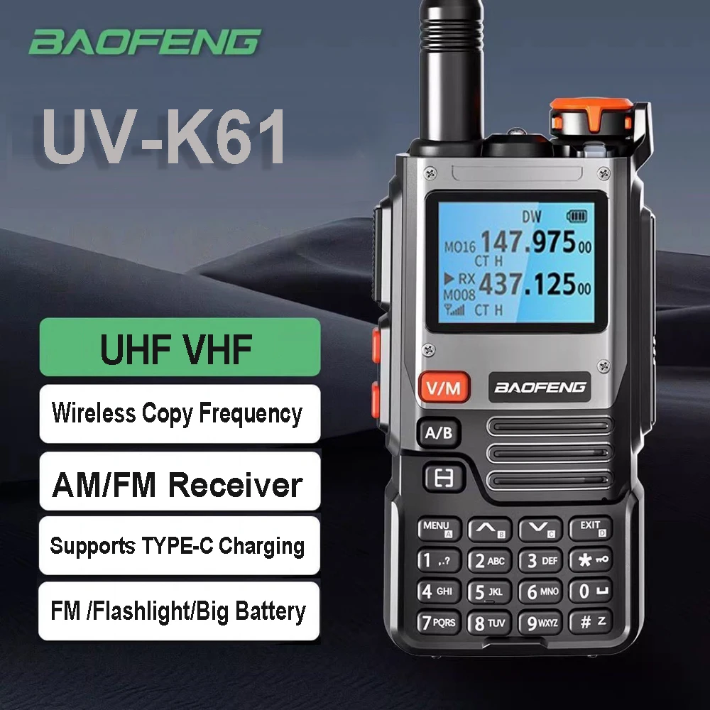 Baofeng UV K61 Walkie Talkie Multi Band Wireless Kopierfrequenz 999CH Typ-C DTMF Long Range NOAA UV-5R UV K6 K5(8) Amateurfunk