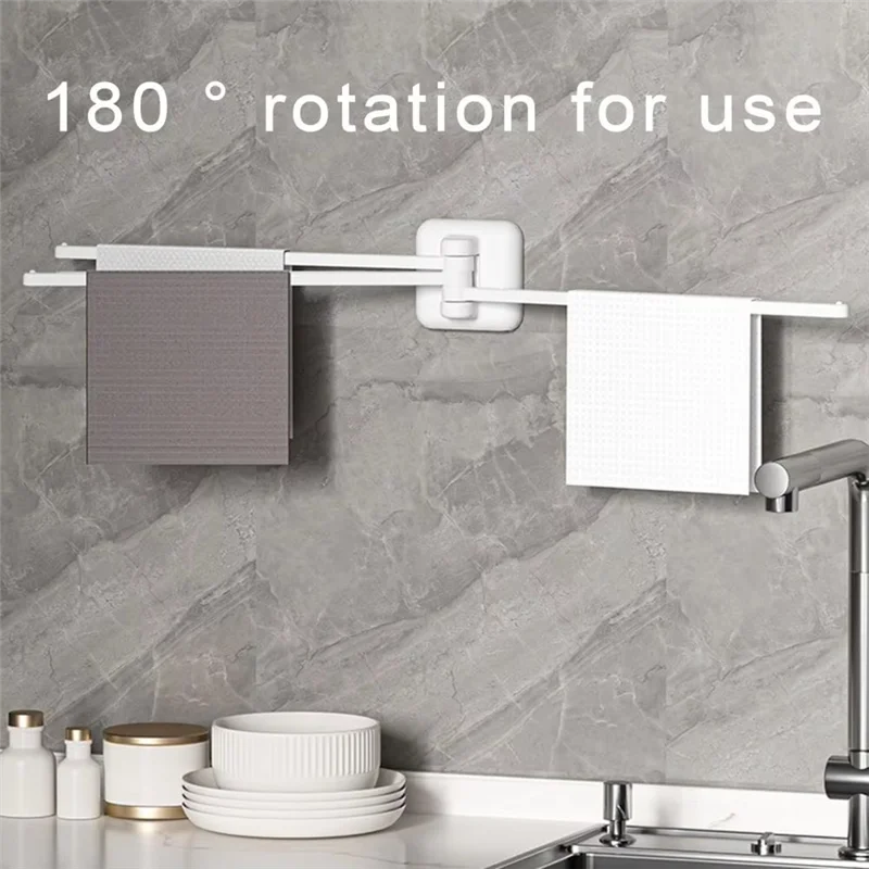 ABVA-Wall-Mounted Triple Swing-Out Towel Bar, Rotating 180° Towel Rack With 3 Arms For Bathroom And Kitchen Organization