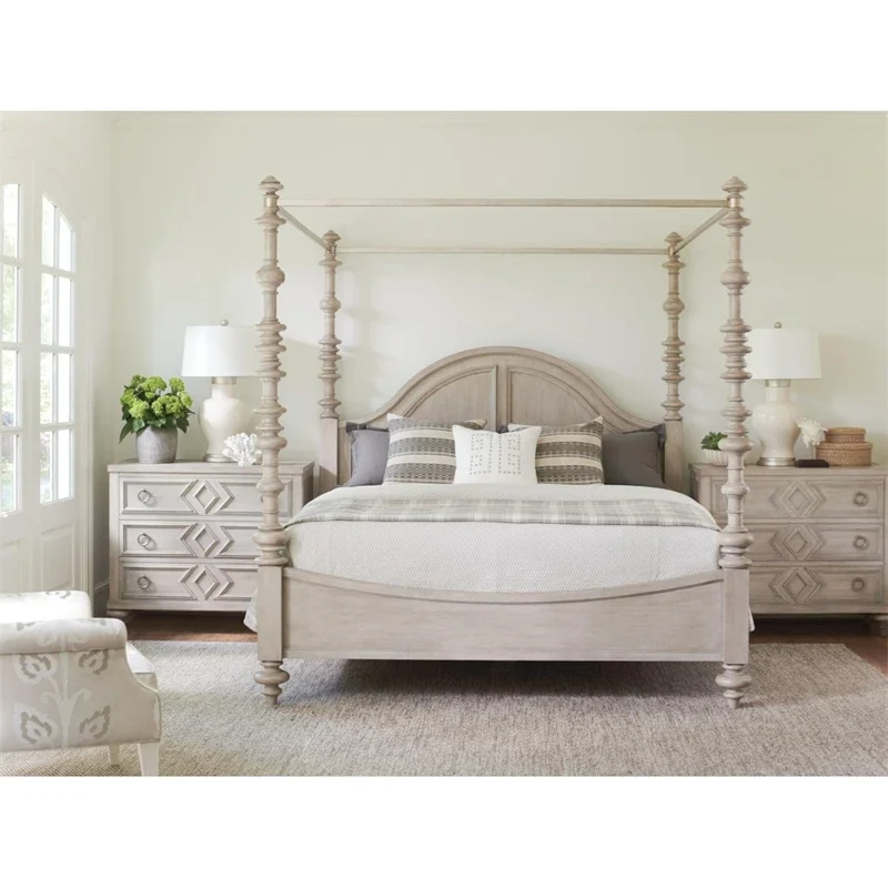 Retro solid wood four-post shelf French 1.51.8 wedding Princess bed Soft bag bed Double bed