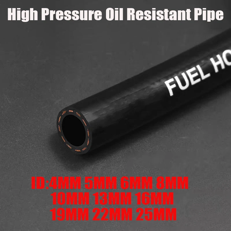 ID4~25mm  Diesel Pipe Engine High-Pressure Fuel Pipe High Temperature Resistant Fuel Delivery Rubber Pipe Hose 1M