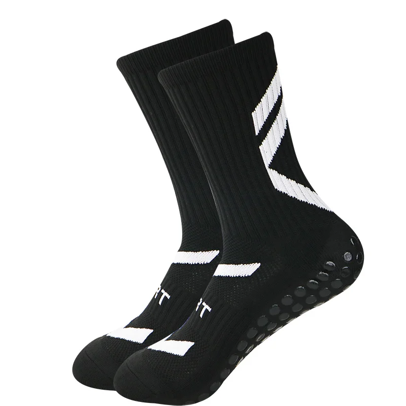 NEW Men Socks 2024 Football Soccer for Anti Teenage Slip Kid Boys Sport Grips Crew Socks Black White Blue High Qualit