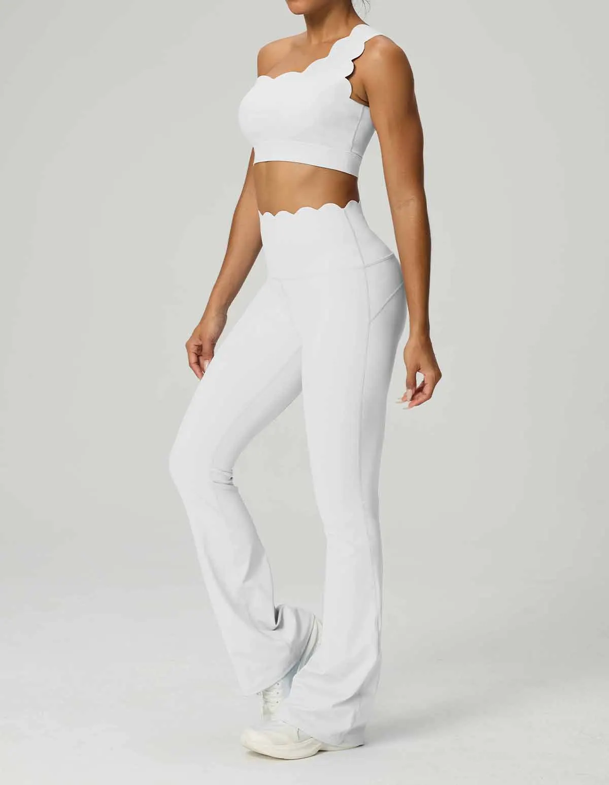 Women Yoga Set 2 Piece High Elastic Slim Fit High Waist Leggings Gym Tops Tummy Control Booty Lifting Workout Activewear