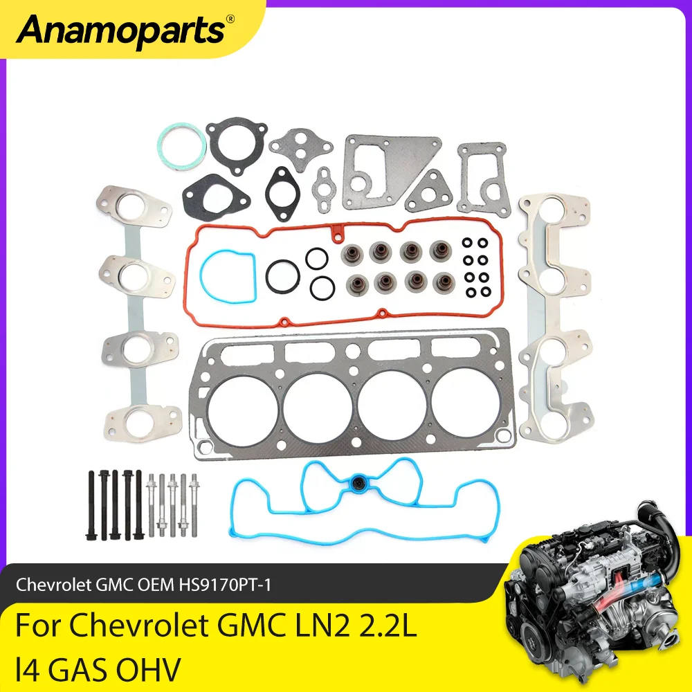 Engine Parts Full Head Gasket Set Fit 2.2 L For 98-03 Chevrolet CAVALIER GMC SONOMA Pontiac Isuzu LN2 2.2L l4 GAS HS9170PT-1