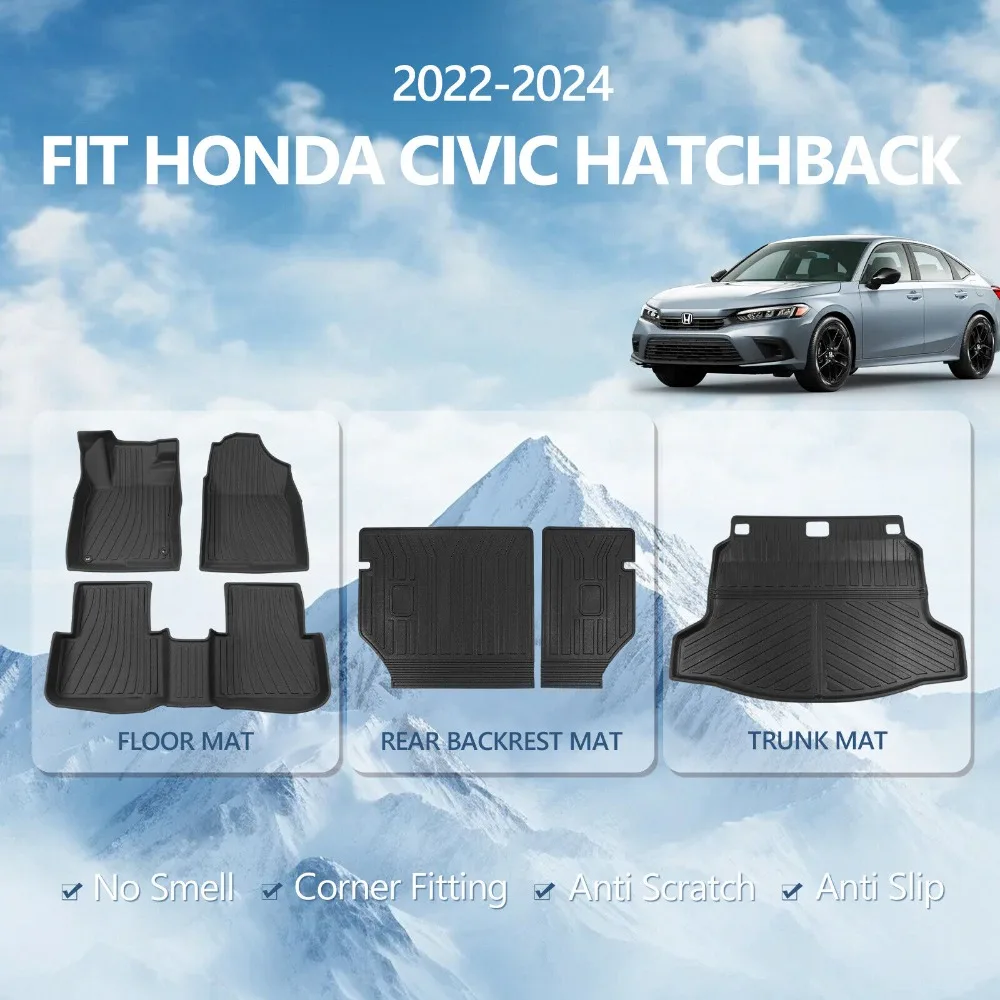 Fit 2022-24 Honda Civic Hatchback Cargo Mat Floor Mats Backrest Mat Trunk Liners United States