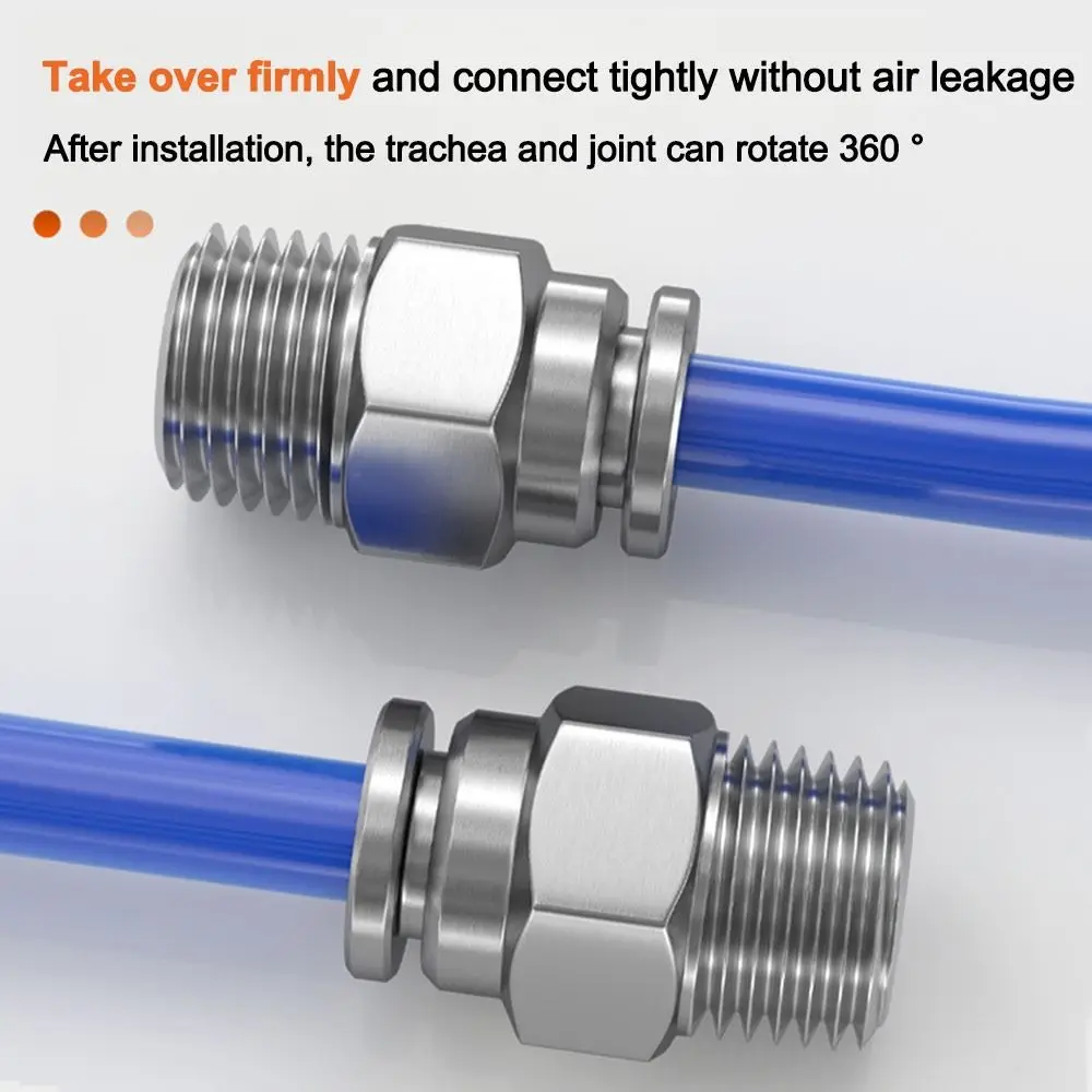 Stainless Steel Pneumatic Quick Connector External Thread Quick Release Pneumatic Air Fitting Push in Connect