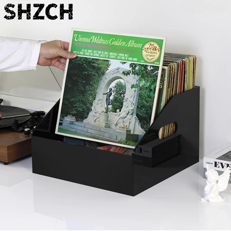 ‌Vinyl Record Storage Box, Clear Acrylic Display Stand for CDs, Creative Home Decor Shelf, Music Collectible Organizer