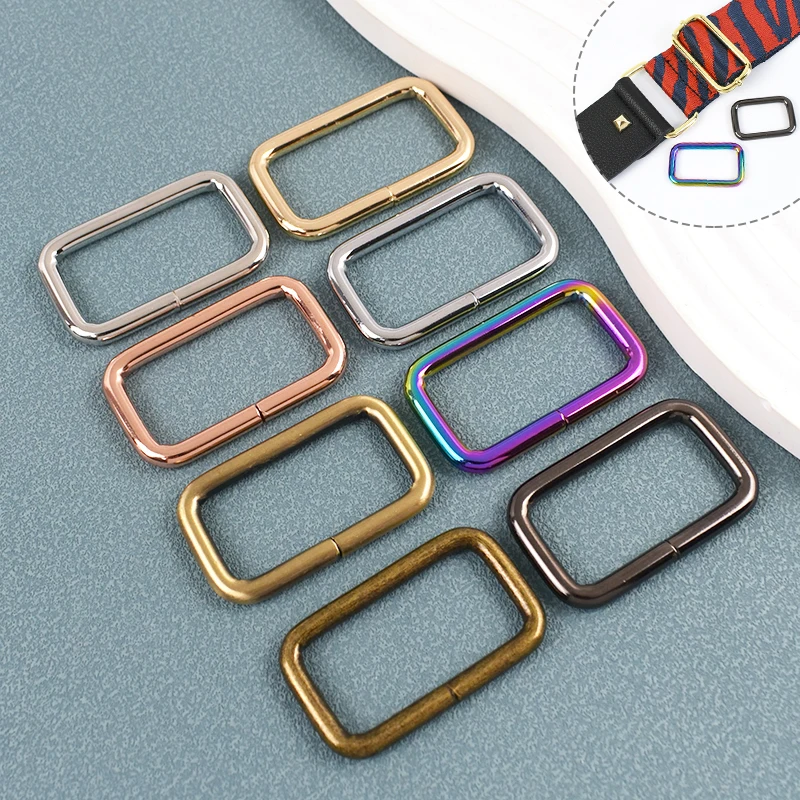 

5/10Pcs 16-50mm Metal Buckle Adjustable Rectangular Ring Buckles for Backpack Strap Pets Collar Clasp Slider DIY Bag Accessories