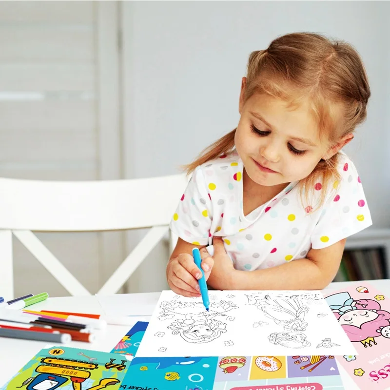 Malbuch für Kinder, Aufkleberbücher, lustige Malbücher, 3–6 Jahre, frühe Bildung, Vorschulaktivitäten, DIY-Malbücher mit Themen