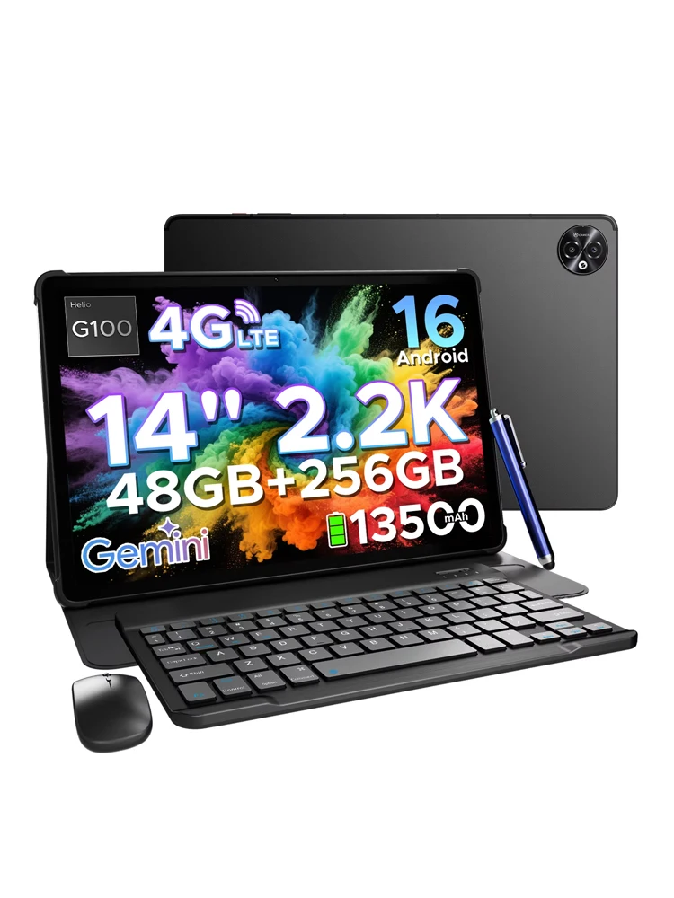 DOOGEE Tab E3 Max 2 IN 1 Tablet-PC Android 16 Gemini AI 14'' 2,2K-Display 48GB(8+40) RAM 256GB ROM 13500mAh Akku Smart Pads