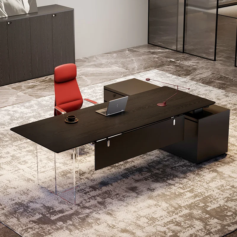Transparent floating boss desk acrylic light luxury high-end creative Italian president table general manager desk