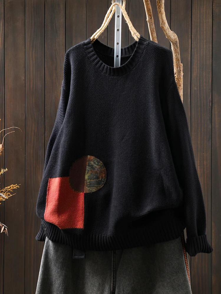 المرأة طويلة الأكمام سترة غير رسمية جديد وصول 2025 الخريف أسلوب بسيط س الرقبة فضفاضة مريحة الإناث محبوك البلوفرات M1882