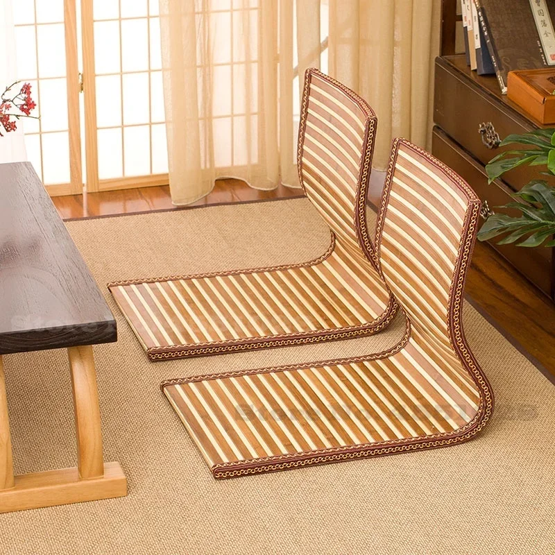 JapaneseStyle Tatami Legless Armchair,Straw Rattan Bed Computer Chair,Single Bay Window Seat Room Stool,Comfortable and Stylish