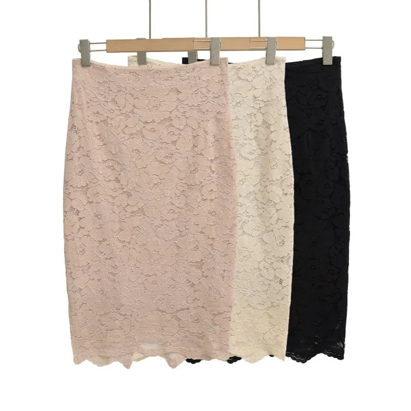  High Waist Skirt Vintage Summer Black Cute Pink Luxury Elegant Women's Skirts Kawaii Y2k Midi Beach White Lace Wrap